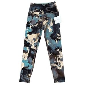 Beyond Yoga Aesthetic Abstract Print Dye Leggings Women’s Small Blue Gold Black